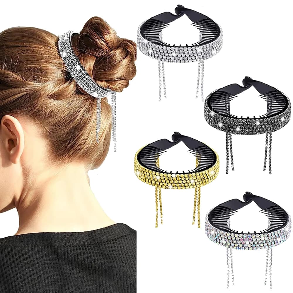 Donne eleganti di lusso strass nappa coda di cavallo artigli per capelli fermagli per capelli mollette forcina fascia accessori per capelli moda
