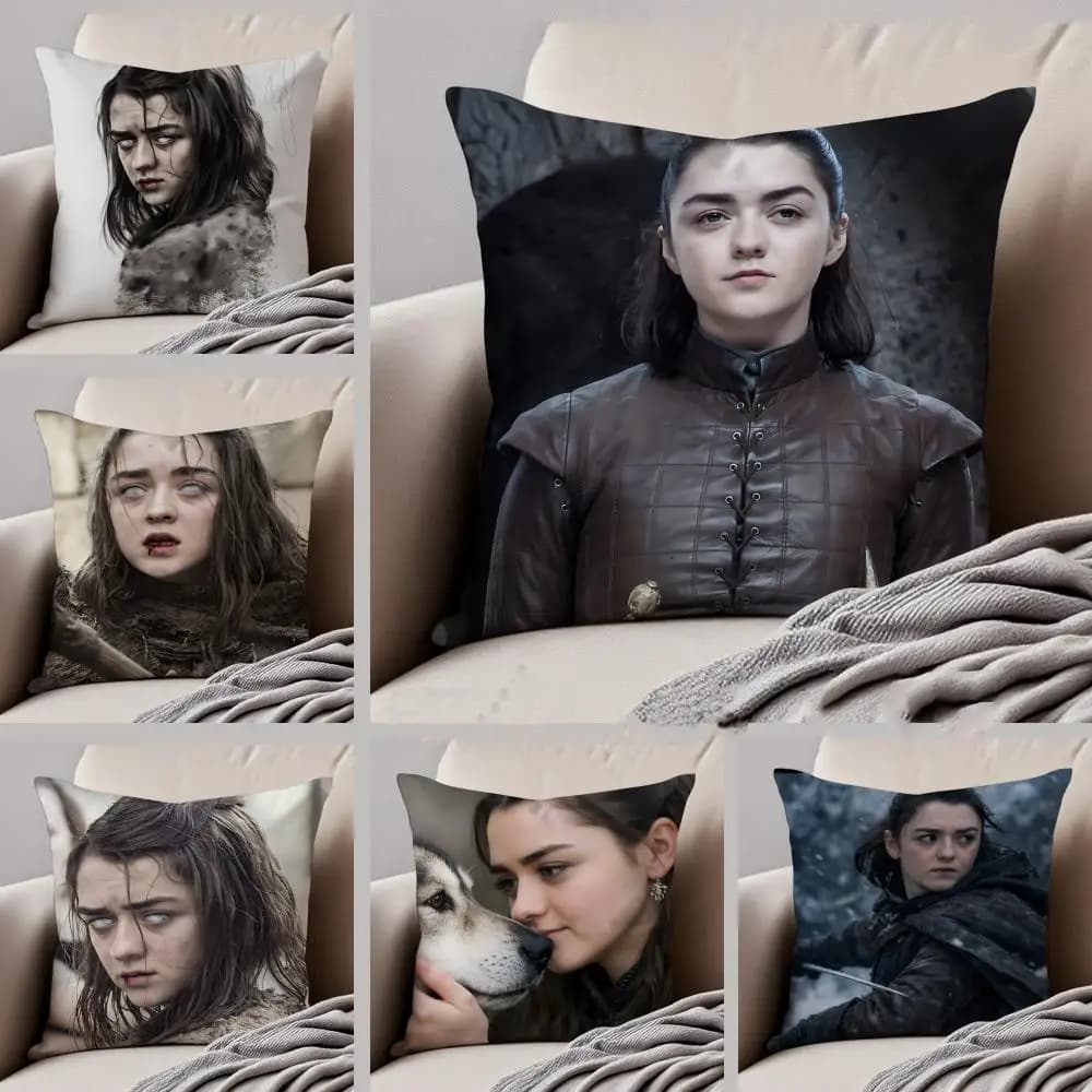Fodera per cuscino A-Arya Stark, federa in lino, morbida e traspirante, protettiva, decorazione per divano e camera