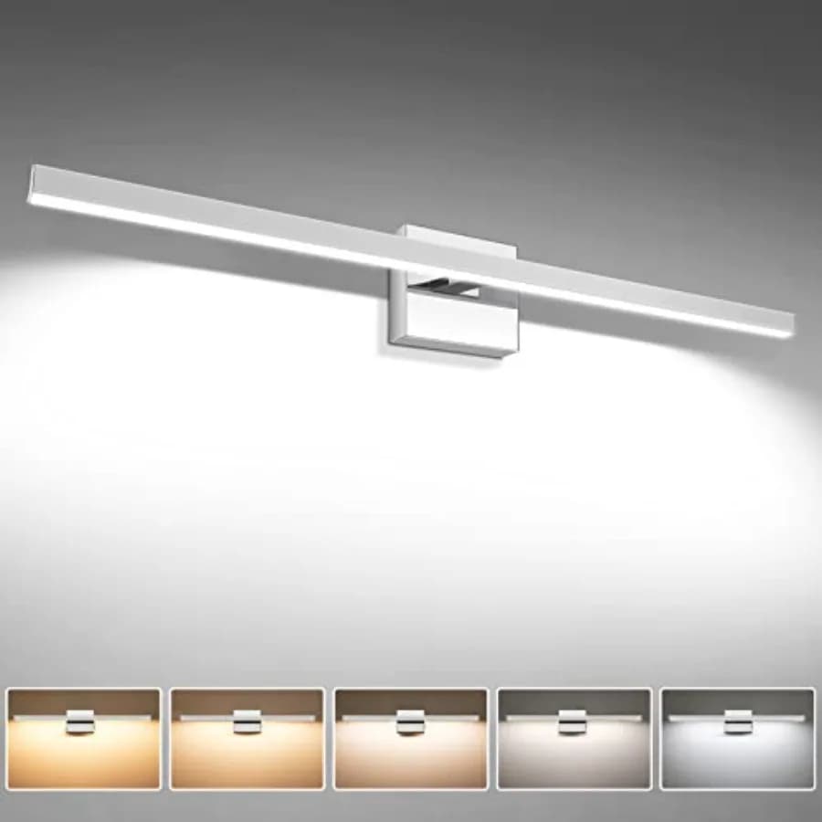 Lampada moderna per bagno da 31,5 pollici, 18W, dimmerabile, 5CCT, a LED, da appendere sopra lo specchio, per bagno, modello M