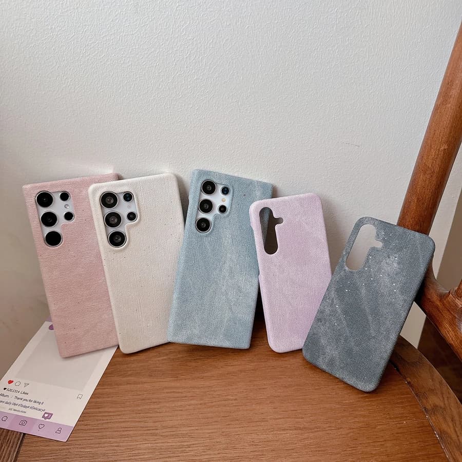 Custodia per cellulare Demin Jeans per Samsung S26 S25 S24 S23 S22 Cover ultra opaca antiurto con glitter