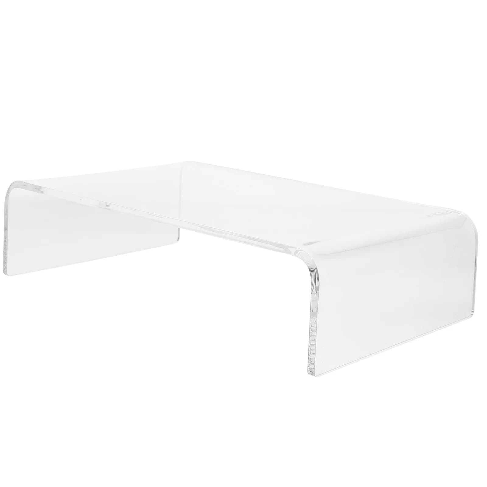 Clear Acrylic Monitor Stand Riser Heavy-Duty Computer Screen Elevator Ergonomic Design Back Pain Prevention