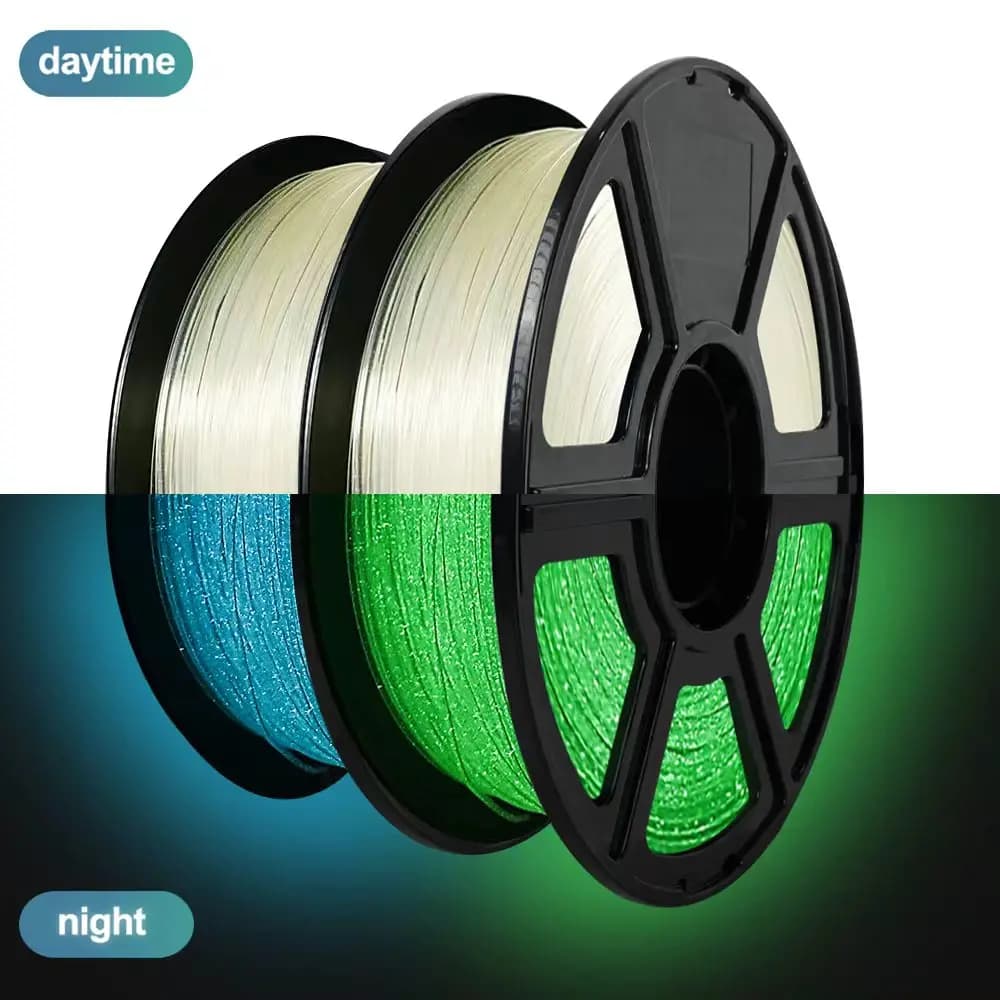 Firefly 3D Printing Material PLA bright blue and green 250G 1,75 mm, 3D printer filament that lights in the dark