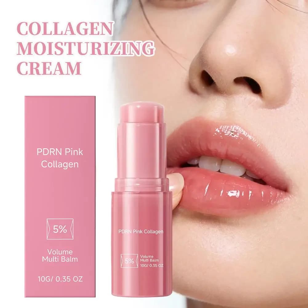 Crema Idratante al Collagene Rosa Multi-Effetto, Rassodante Antirughe, Cura Delicata della Pelle con Acido Ialuronico e Ceramidi, Portatile
