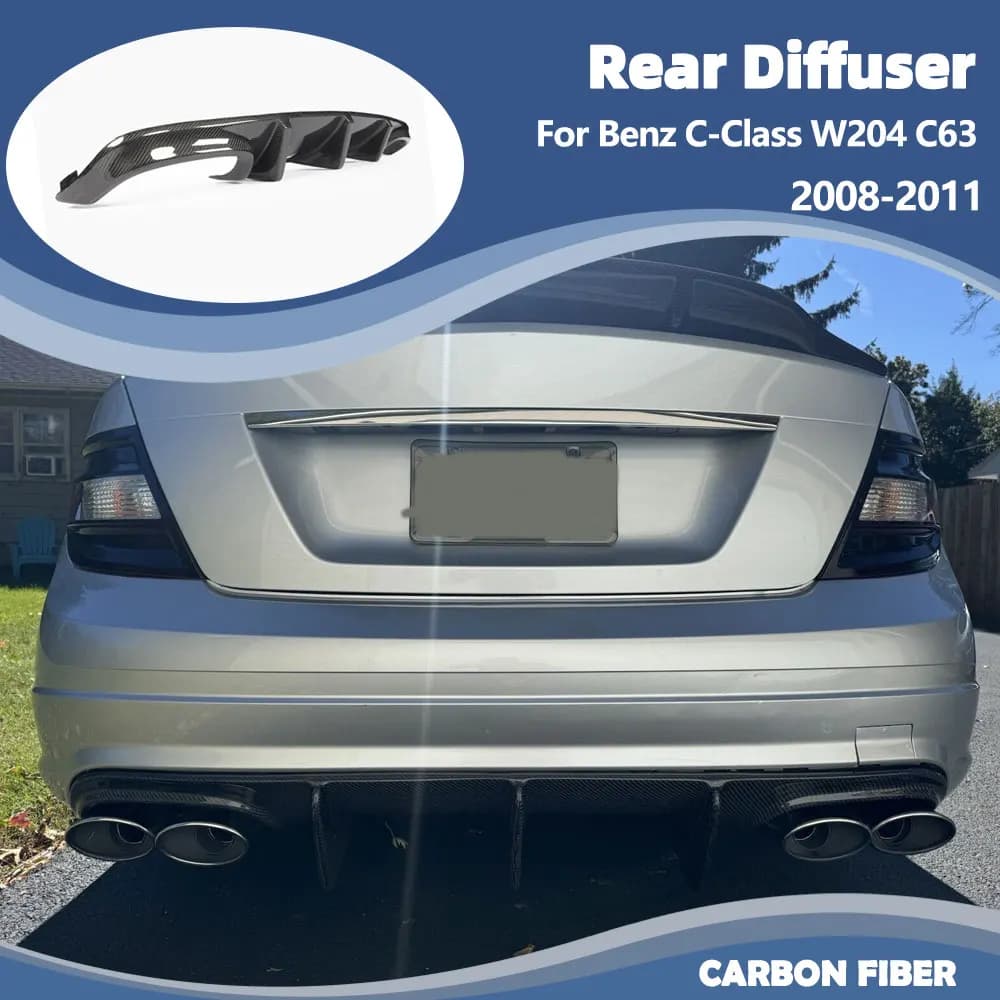 Diffusore Posteriore in Fibra di Carbonio per Mercedes Benz Classe C W204 C63 AMG Berlina 2008-2011, Spoiler Posteriore in FRP