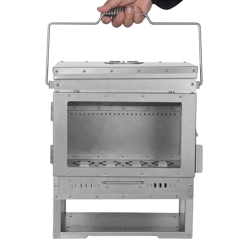 Stufa a Legna Pieghevole, Resistente e Portatile, in Acciaio Inox, per Campeggio all'Aperto, Riscaldamento e Cottura