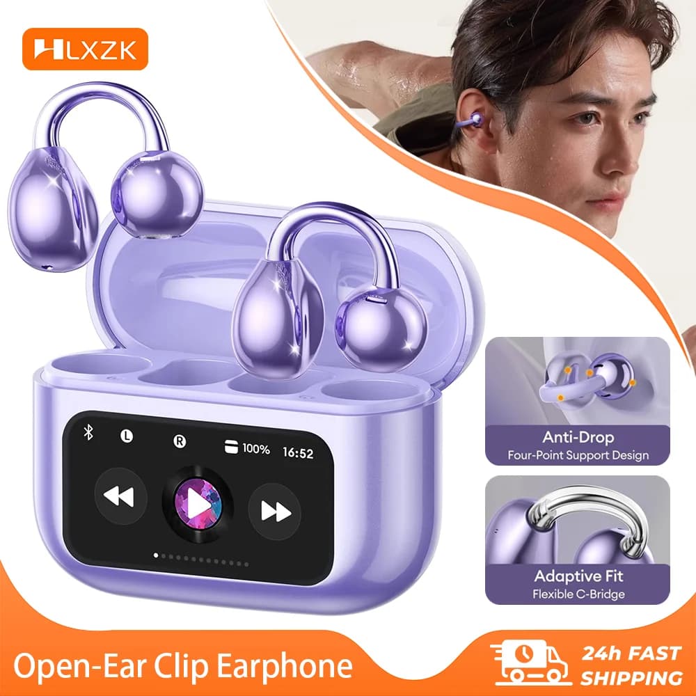 Cuffie Bluetooth touch screen 144 lingue Cuffie per traduzione in tempo reale Clip per orecchio aperto wireless Auricolari da gioco sportivi