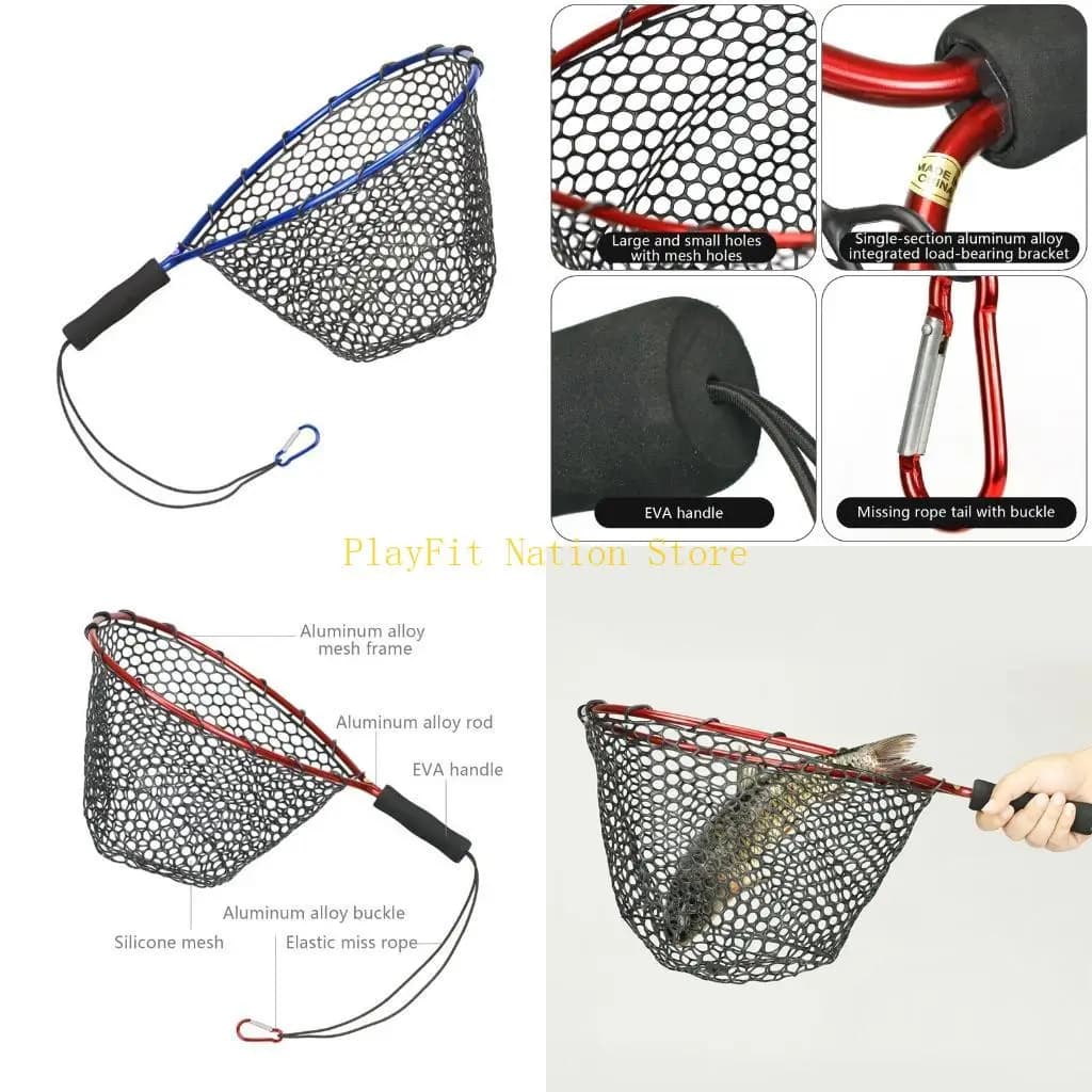 242F Dip Net Rete da pesca in silicone Staffa monopezzo in lega alluminio Mini Dip Fish Net
