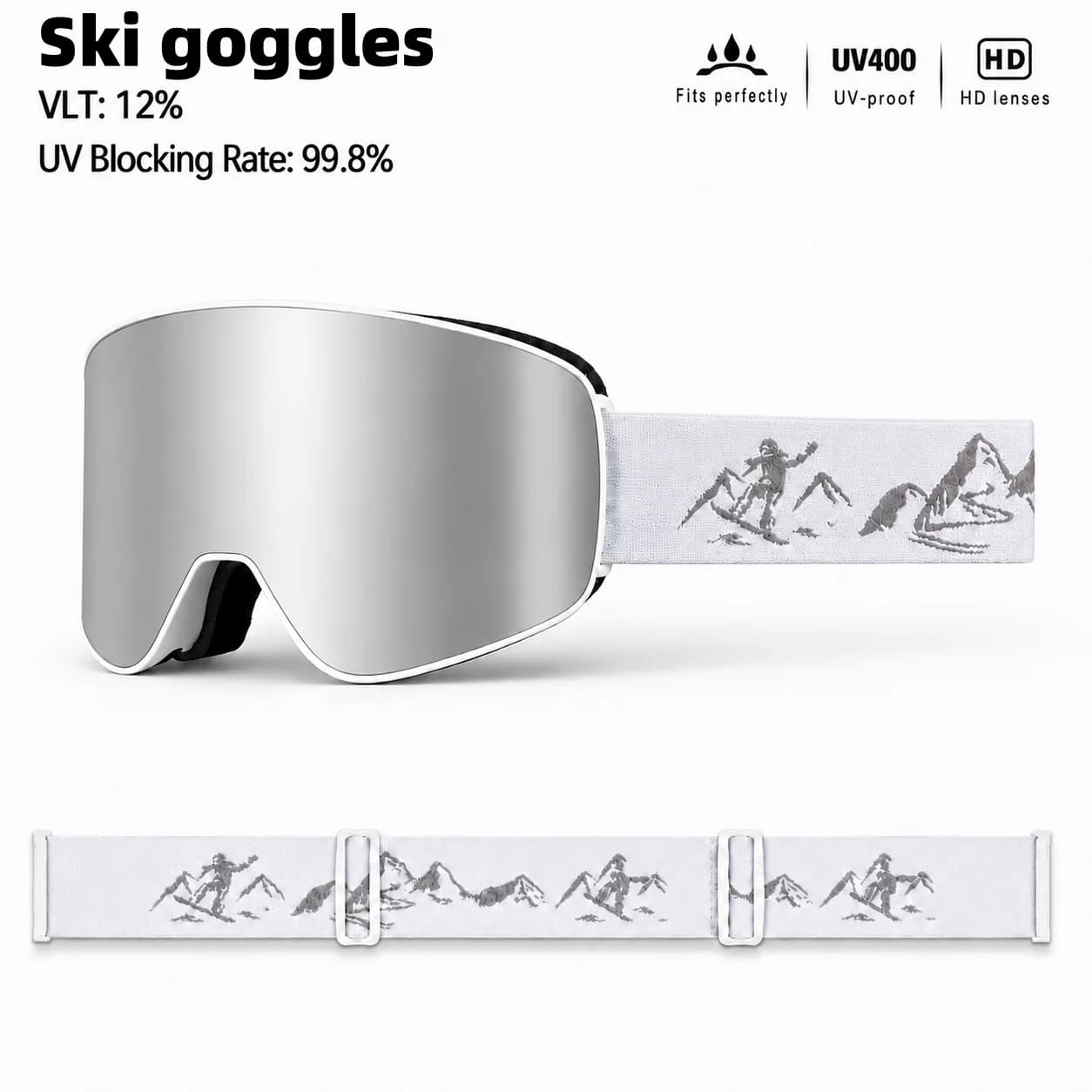 Unisex Adult Ski & Snow Goggles, Double-Layer Anti-Fog Lenses, UV Protection Windproof Snowboarding Glasses