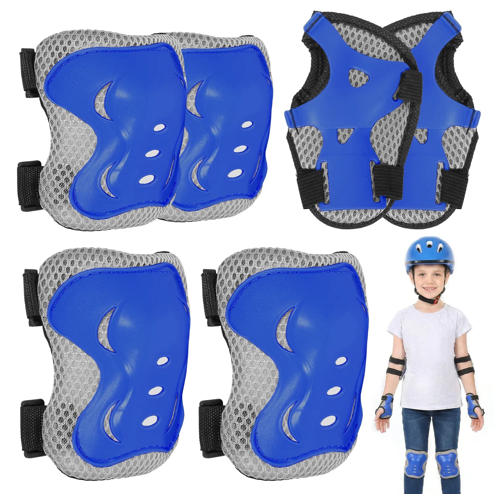 Set di Protezioni 6 in 1 per Bambini: Ginocchiere, Gomitiere e Polsiere Regolabili per Pattinaggio, Ciclismo e Rollerblade