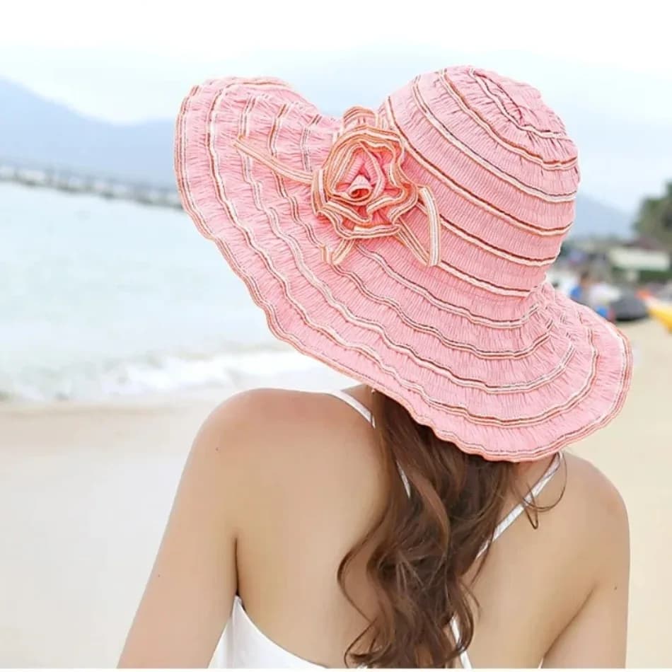 1 pz nuovi cappelli da sole estivi per le donne grande onda tesa fiore parasole spiaggia all'aperto protezione solare cappello di paglia berretto versatile femminile