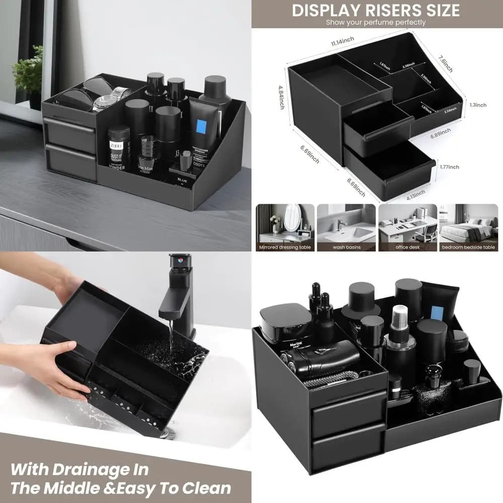 Organizzatore di fragranze da uomo, soluzioni per riporre il bagno, porta colonia e profumi, portaspazzolino, organizer per scaffali compatti