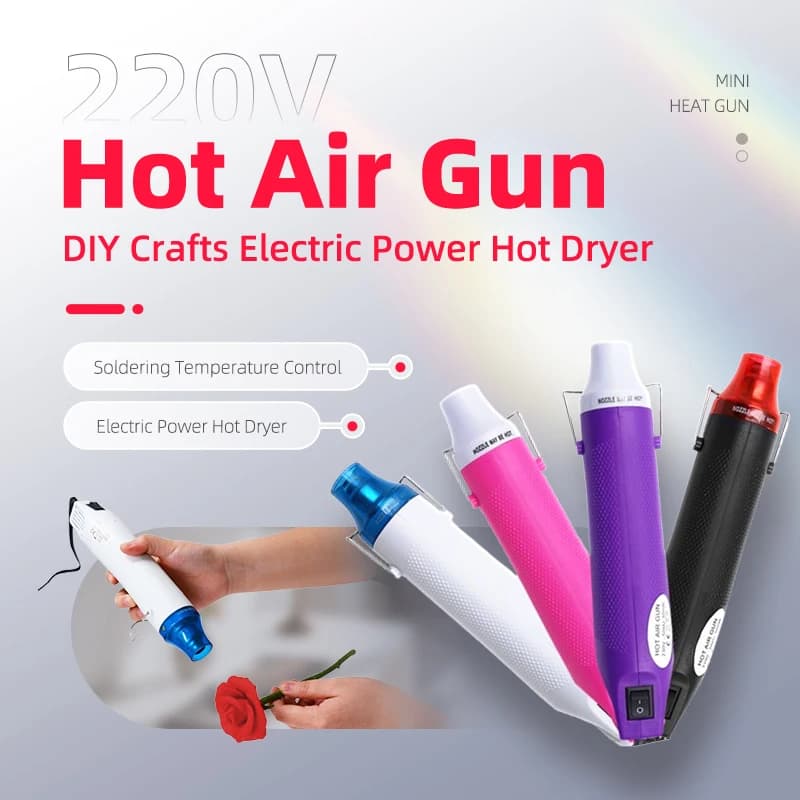 Hot Air Gun 220V Mini Heat Gun for Home & Work Soldering Temperature Blower Electric Power Hot Dryer for Shrink Tubing Car Wrap