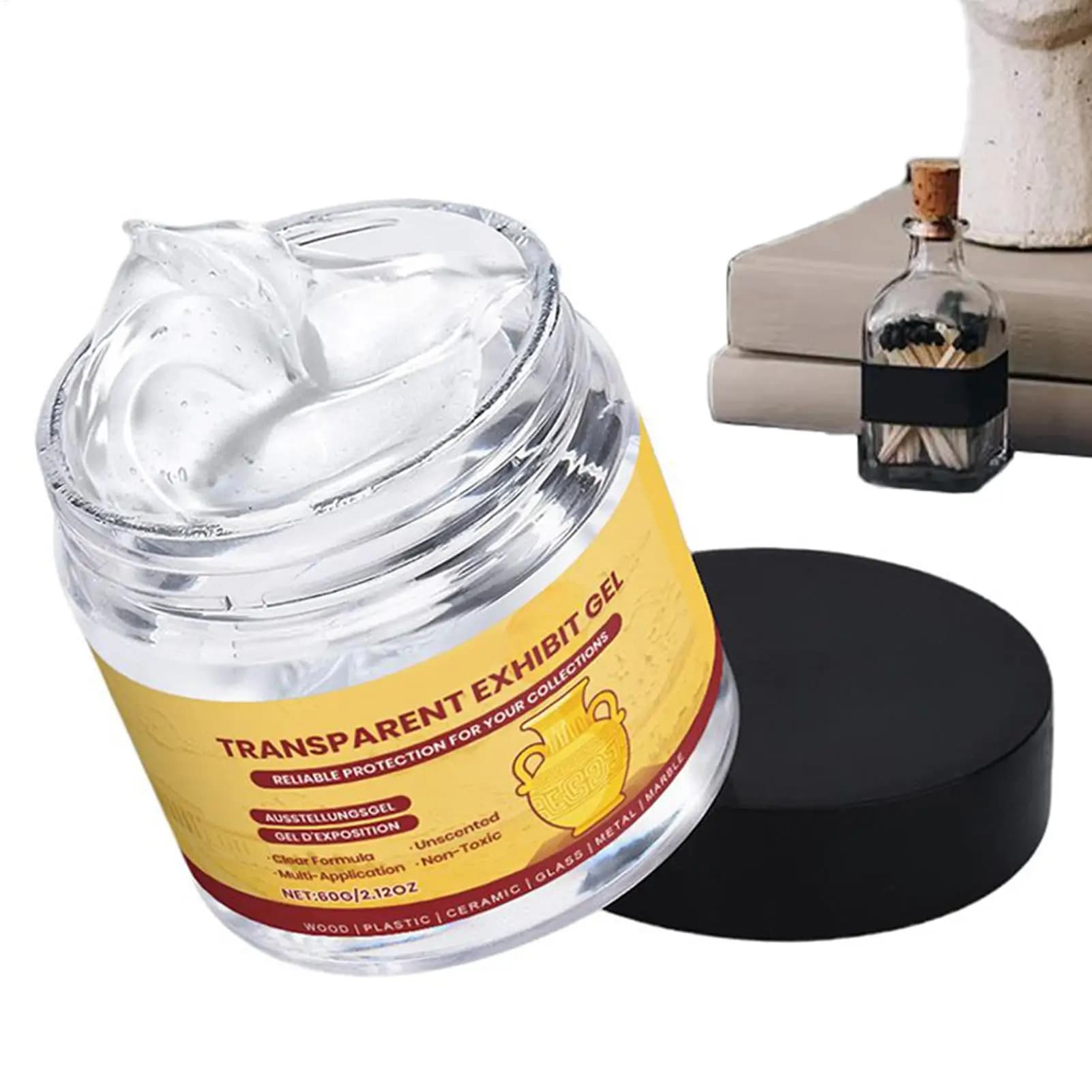Museum Gel 60g Clear Removable Glue Adhesive Museum Wax for Antiques Glass Ceramics Figures Decorations Conservation Art Gallery