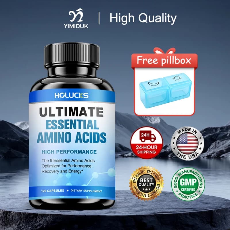 HOLUCKS Integratore EAA Definitivo, con Vitamina B6, Supporta il Recupero Muscolare, il Metabolismo Energetico e la Salute Cardiovascolare per Adulti