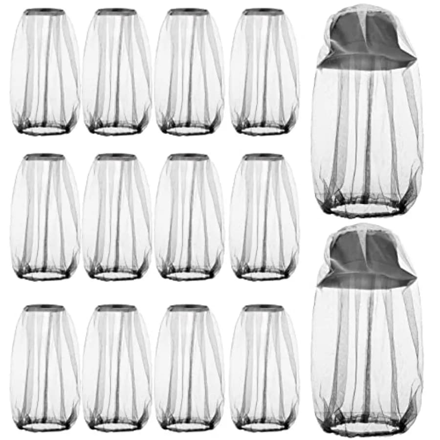 12 Pcs Mosquito Net Hat Face Netting Head Mesh Face Fly Netting Hood Protecting Sun and Fishing Hat Net for Men Women Gray