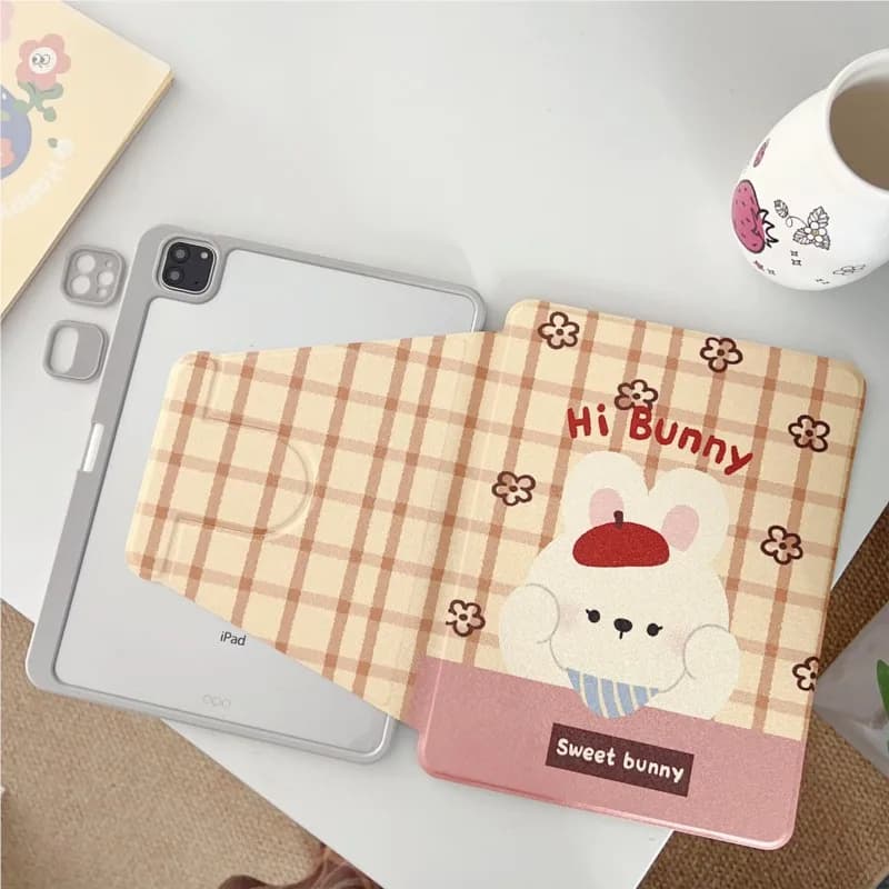 Custodia per Tablet con Motivo Animale Cartone Animato e Porta Matite per iPad 5/6 9.7in Air (2019) 10.5in 7/8/9th 10.2in, Cover Antiurto