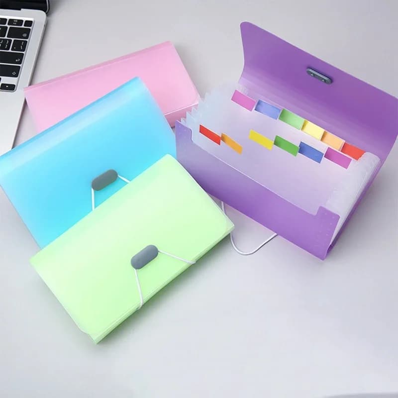 A6 multistrato 13 griglie espandibile portafoglio cartella File fibbia borsa organo grande capacità scuola ufficio archiviazione dati Organizer Pouch
