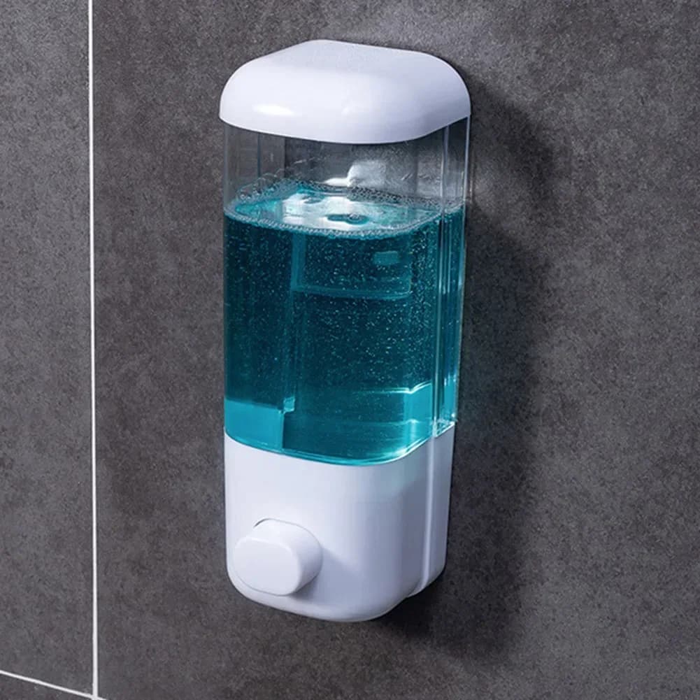 Dispenser di Sapone da 500ML, Montaggio a Parete per Bagno, Contenitore per Shampoo e Lozione, Sistema Senza Perforazione per Hotel e Toilette
