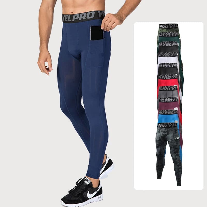Pantaloni sportivi e fitness da uomo, pantaloni con tasca attillata ad asciugatura rapida elastici traspiranti da basket per allenamento da corsa