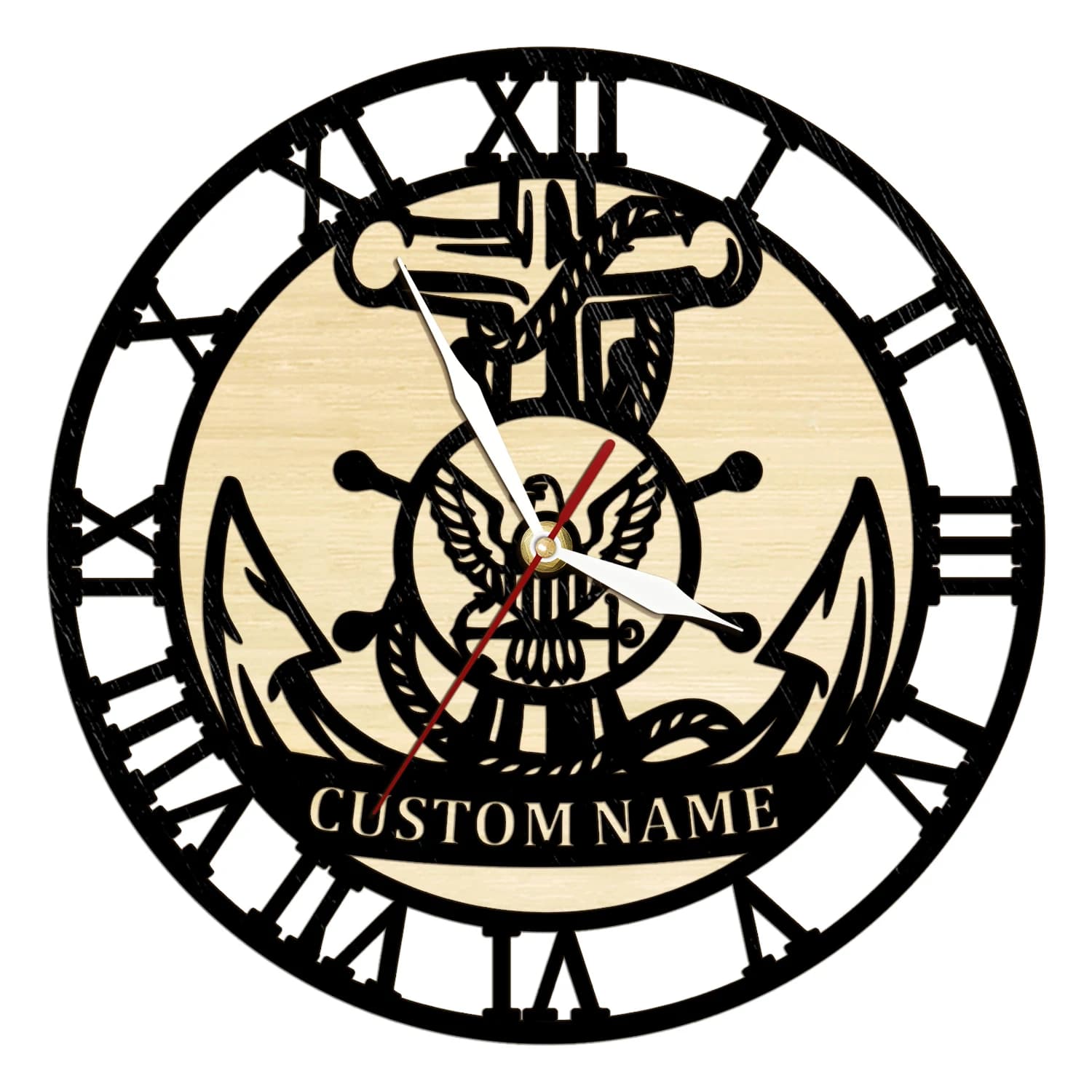 Custom Wooden Wall Clock Navy Boot Camp Pir Degree Handmade wooden wall clock with anchorage for ship Wall clock for decorations for the nautical home