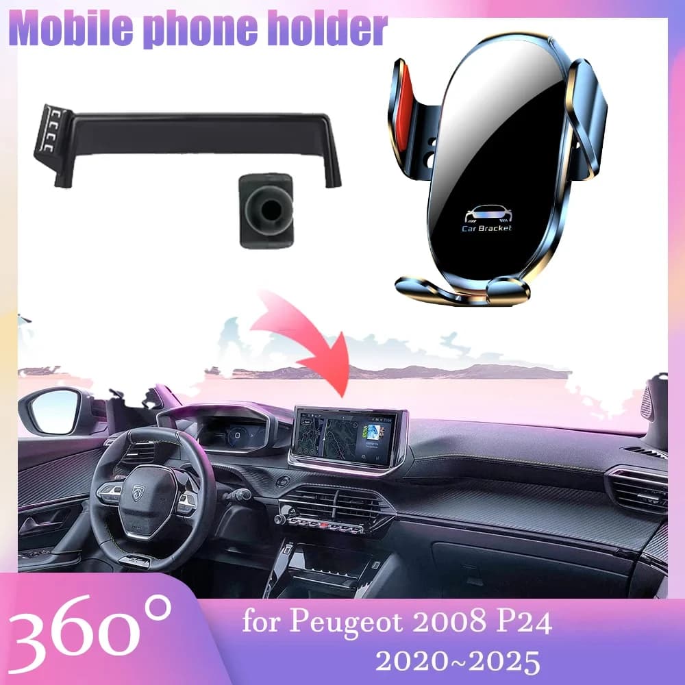 Supporto per cellulare da auto per Peugeot 2008 P24 2020~2025 2021, supporto GPS da bocchetta dell'aria, clip per cellulare, supporto per schermo, accessori per iPhone