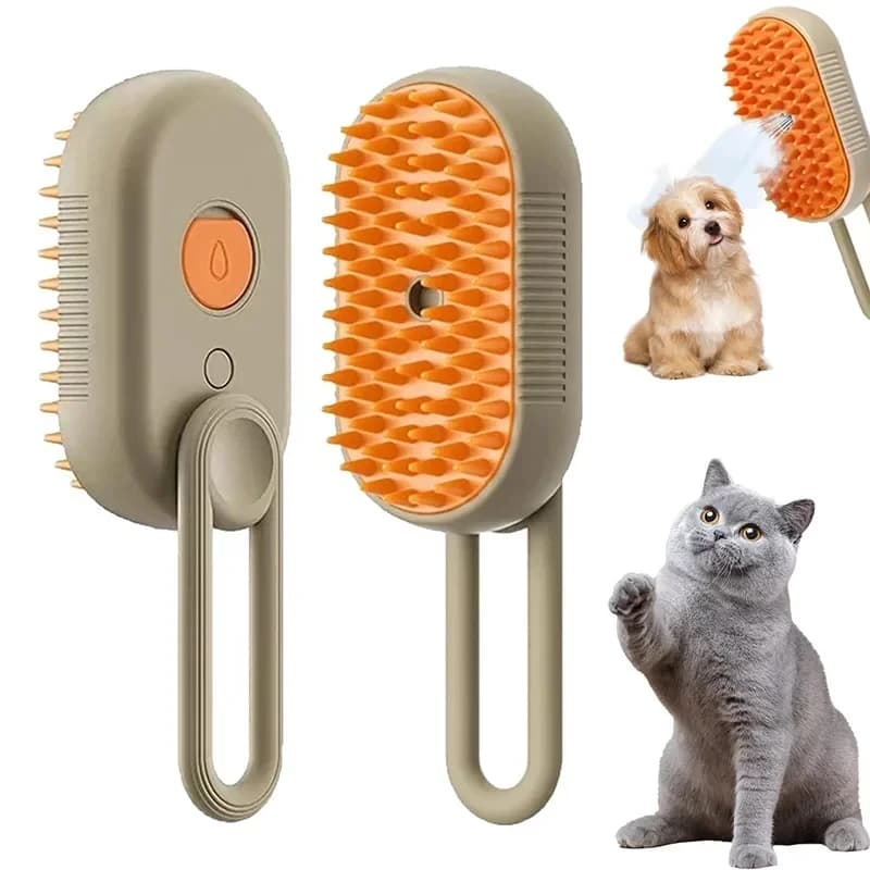 Spazzola Massaggiante a Spruzzo per Gatti e Cani, con Bottone Singolo, Spray a Vapore, Pieghevole, Rotante, per la Rimozione dei Peli e il Bagno