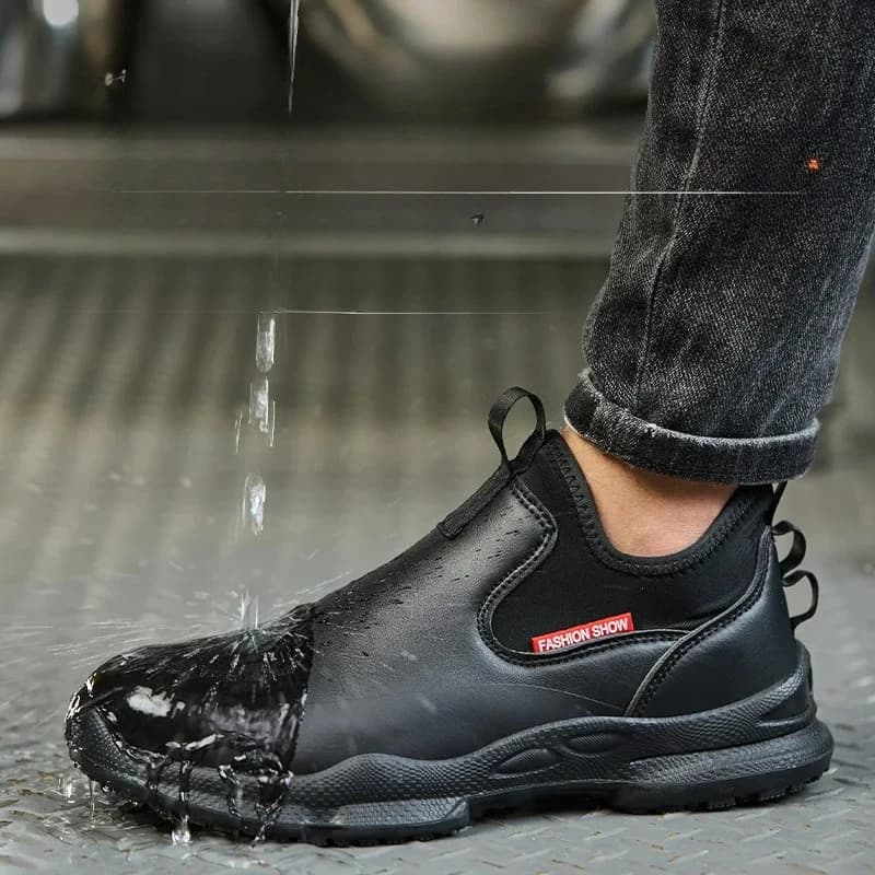 Scarpe da lavoro da cucina antiscivolo Stivali da lavoro impermeabili antiscivolo Scarpe antinfortunistiche leggere per uomo Scarpe da lavoro da cuoco Sneakers in pelle