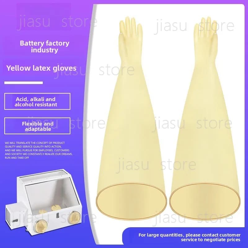 Guanti in lattice resistenti ad acidi e alcali a braccio lungo per fabbriche di batterie, box chimici, camere anaerobiche sottovuoto