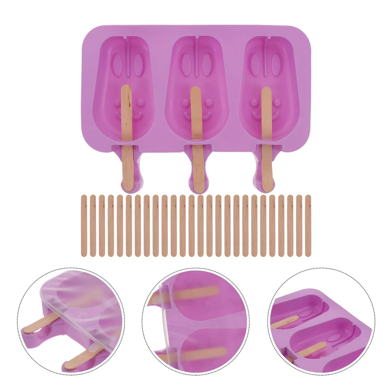 Set di 1 stampo in silicone a forma di coniglio per gelato, creativo e multiuso, con bastoncini in legno per cioccolato, gelatina, budino, ideale per l'estate