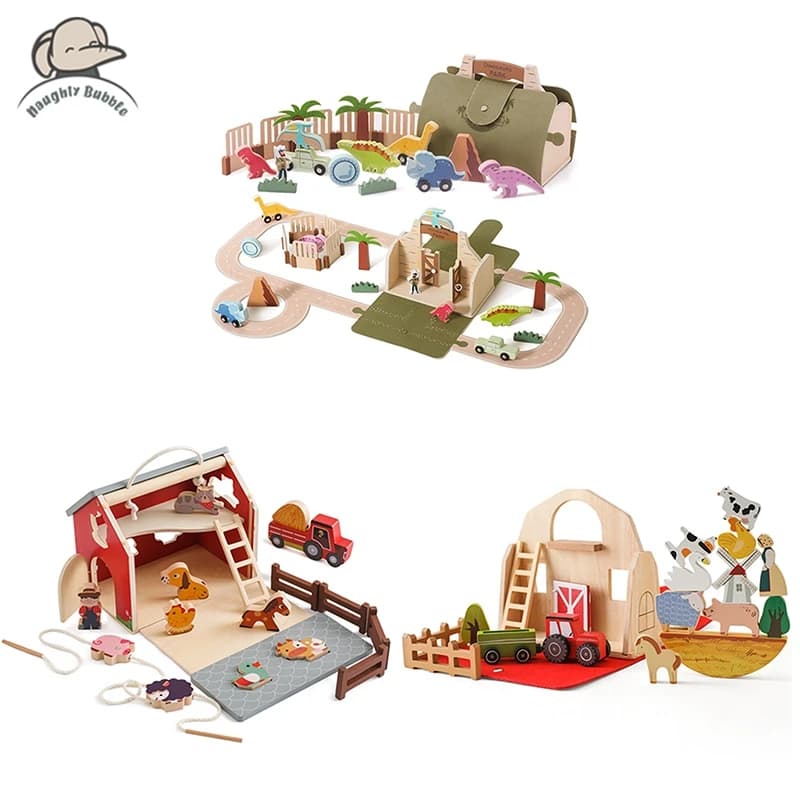 Dinosaur Train Set for Kids Toy Train Set Tracks for Toddlers Portable Montessori Education Toys Track Set 19PCS Newbaby's Gift