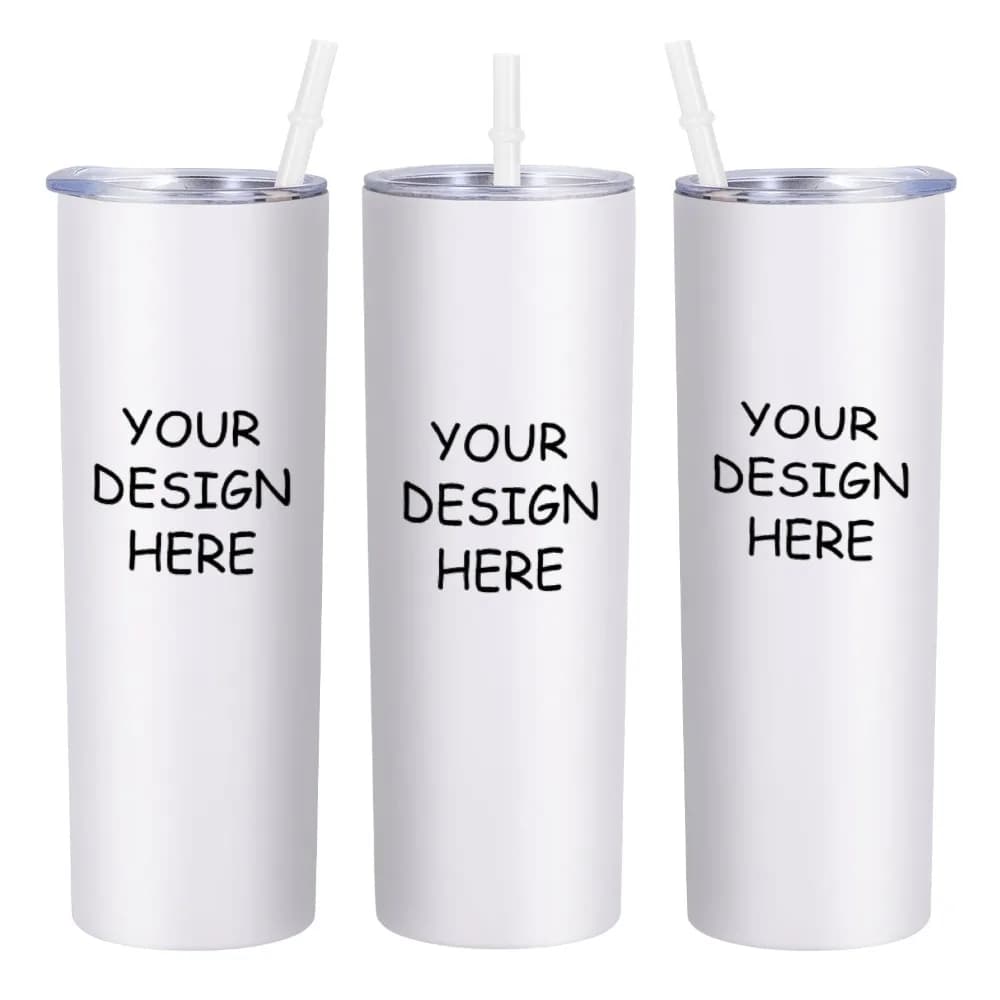 1 custom straight water bottle with thermal and cold insulation in steel, double wall vacuum cup, full print of letters for stains