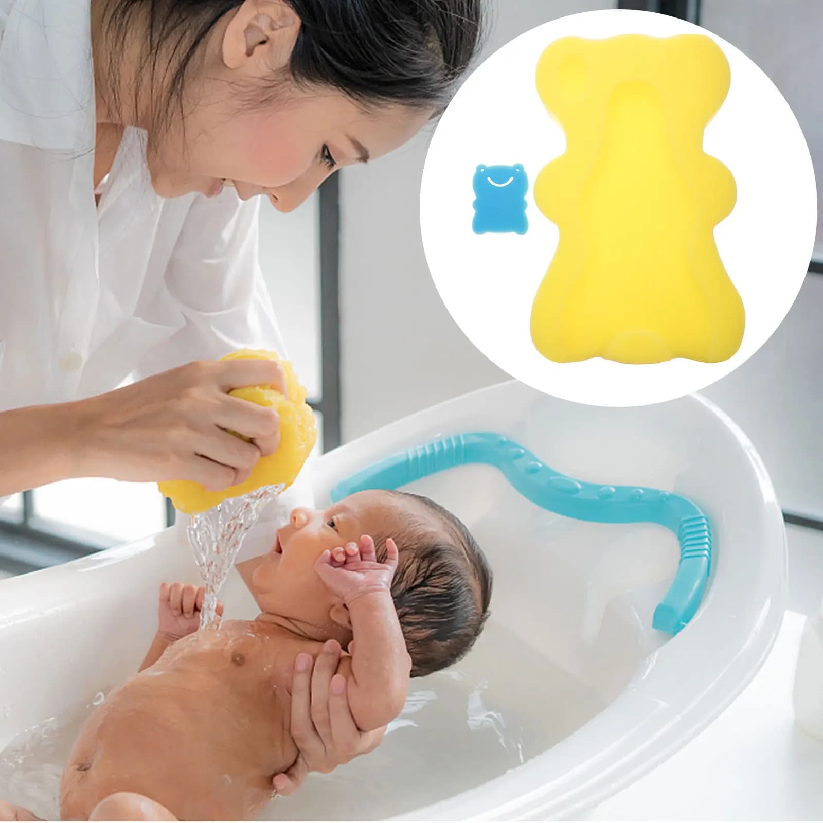 Tappetino da Bagno per Neonati, Spesso, a Forma di Cartone Animato, Antiscivolo, Comodo, in Spugna, per Vasca e Lavabo