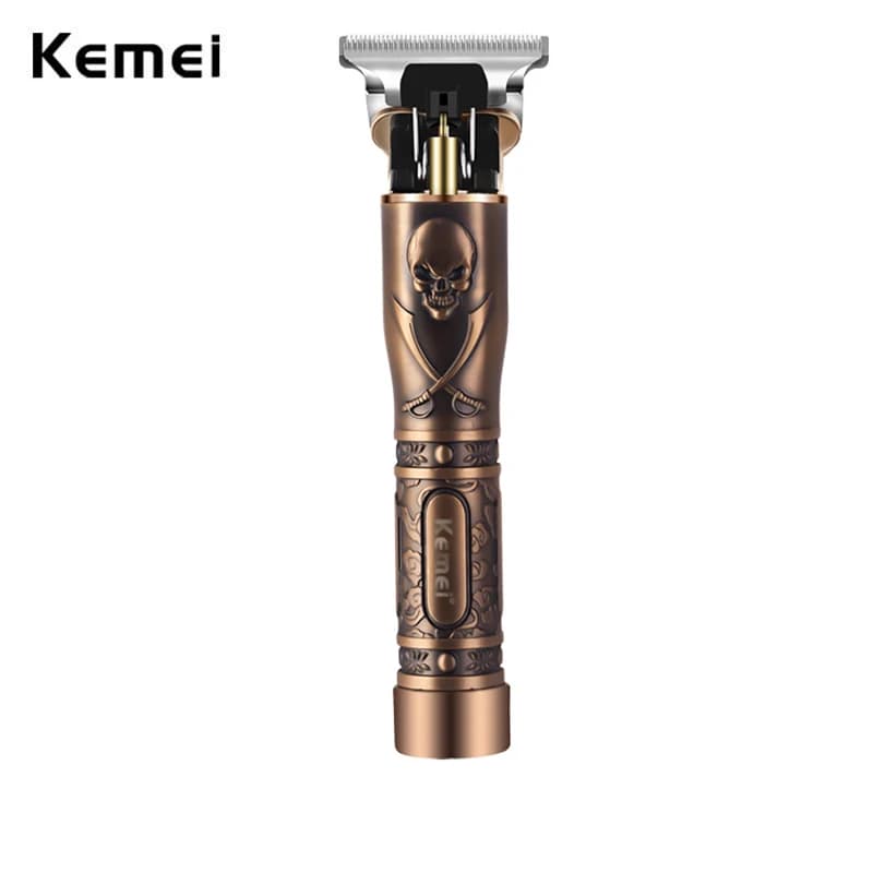 Kemei T9 Regolacapelli Professionale da Uomo, Completamente in Metallo, 0mm, per Rasatura a Zero, Senza Fili, Ricarica Rapida, per Barbiere e Barba