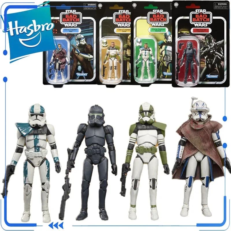 Autentico set di 4 personaggi Hasbro Star Wars The Vintage Collection (TVC) da 3,75 pollici: Clone Captain Rex Grey Ballast e Elite Squad Trooper