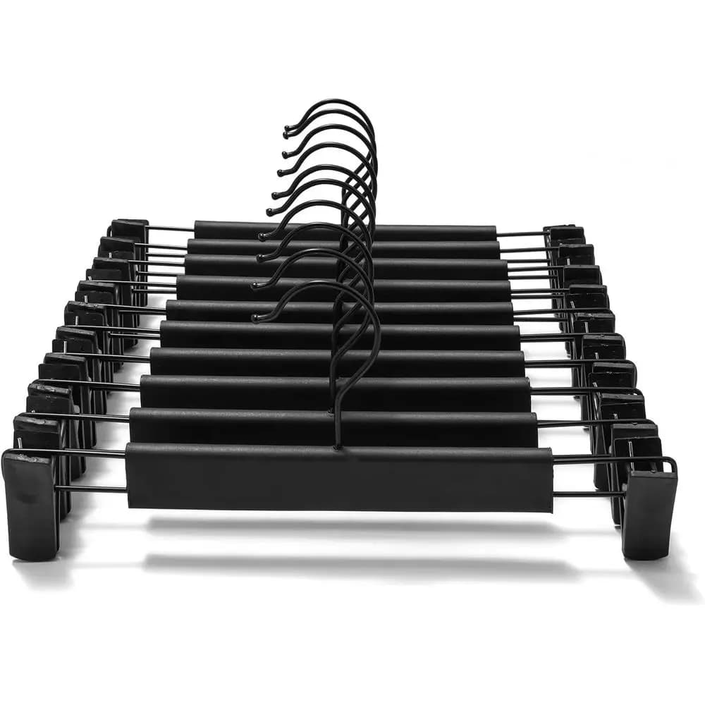 10 Pack Clothes Pants Hangers, Space-Saving Skirt Holders with 360° Swivel Hooks, Adjustable Clips, Trouser Coat Garment Jeans B