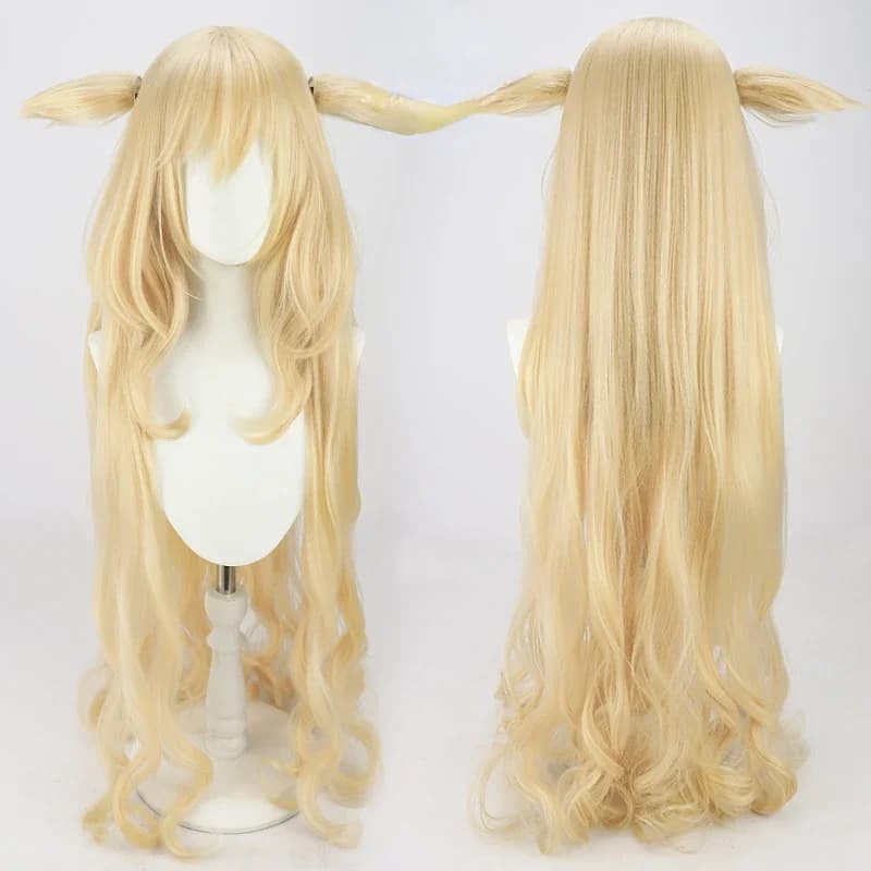 Parrucca Cosplay Game Arknights Candle Knight Viviana Droste Bionda Gialla 100cm Lunga Capelli Sintetici per Giochi di Ruolo Halloween + Cuffia per Parrucca