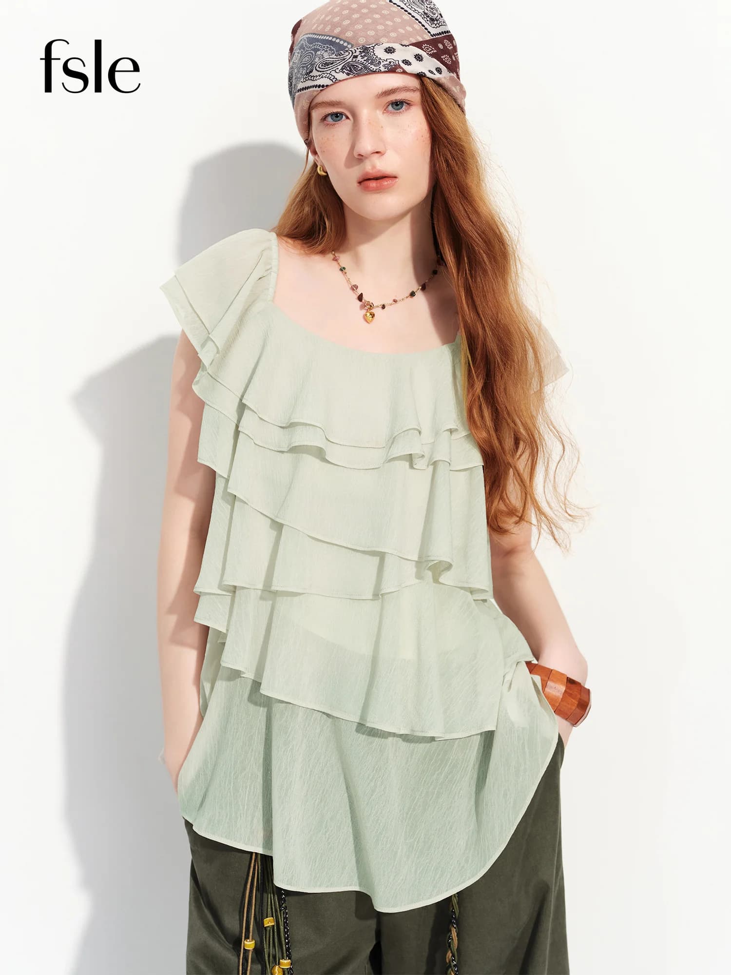 FSLE Women's Blouses Summer 2026 New Style Multi-layered Ruffle Shirt with Stylish Design Commuting Holiday Pretty Tops