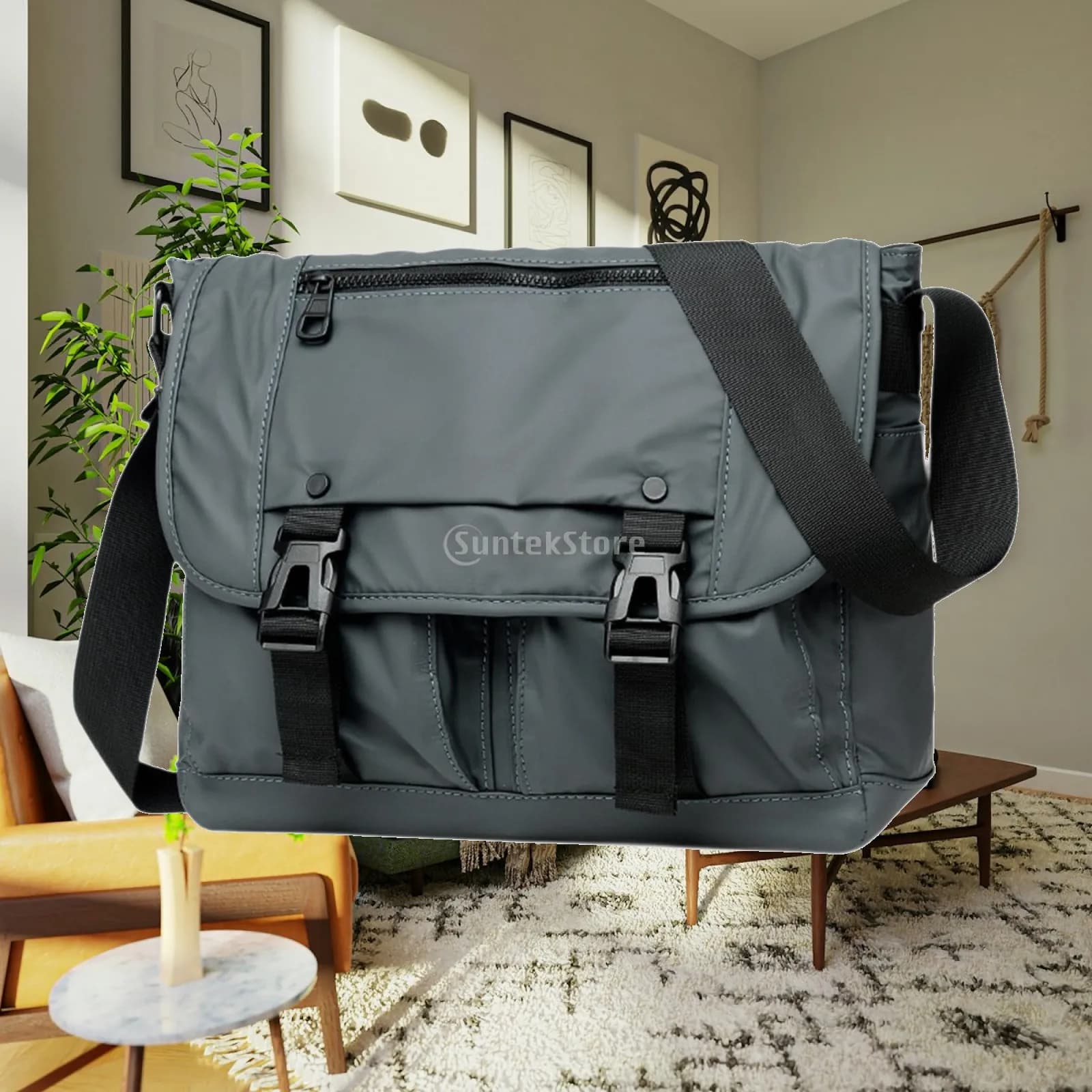 Messenger Bag Multilayer Pocket Nylon Lightweight Trendy Adjustment Shoulder Strap Wallet Tote Bag for Shopping Vacation Beach