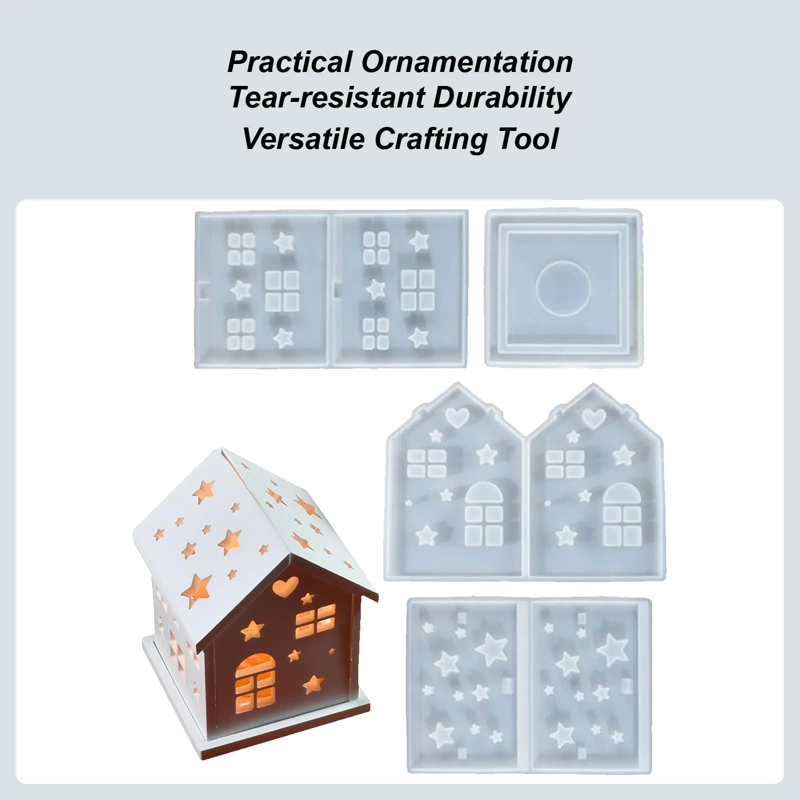 Stampo in Silicone a Forma di Casa 3D per Resina Epossidica, Riutilizzabile, Facile da Sformare, per Creazioni Fai-da-Te, Portacandele in Gesso, Ornamenti da Scrivania