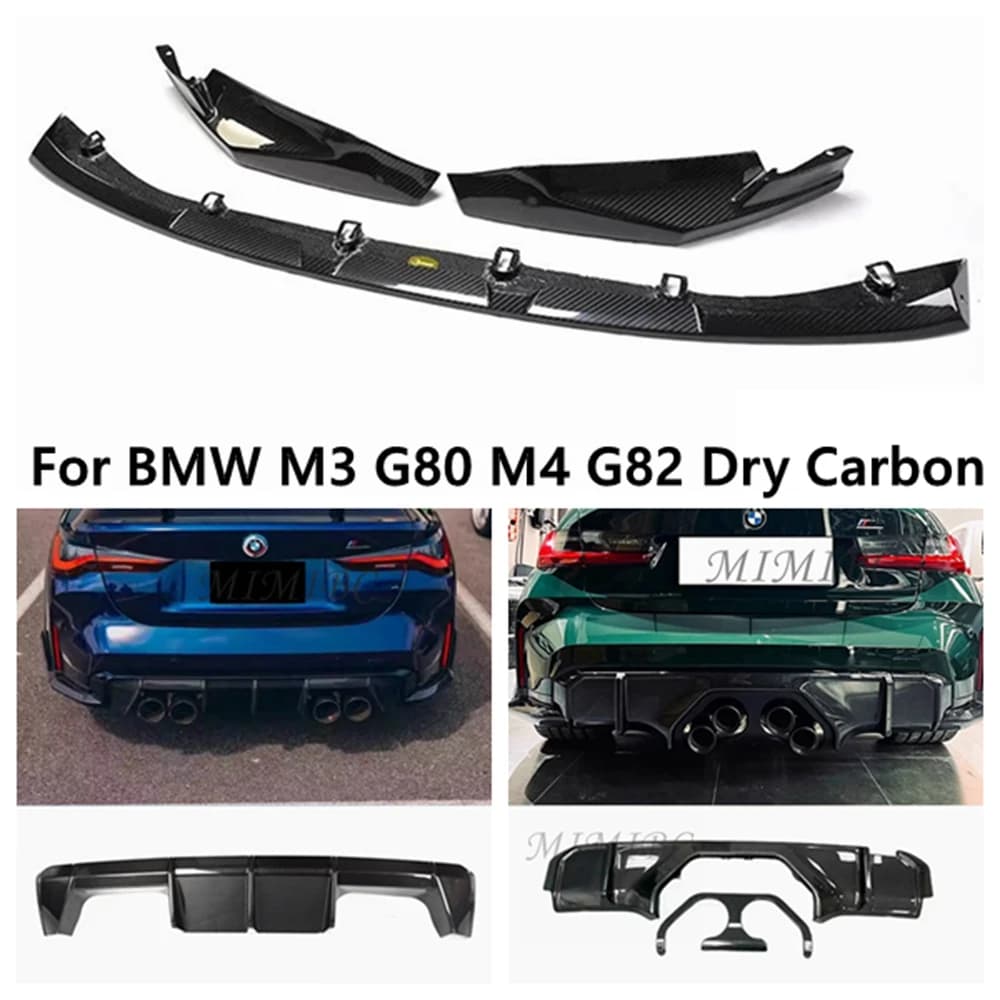 For BMW G80 G82 M3 M4 2021-2023 Rear Diffuser Lip Dry Carbon Fiber Car Rear Bumper Lip Diffuser Spoiler Side Splitters Apron