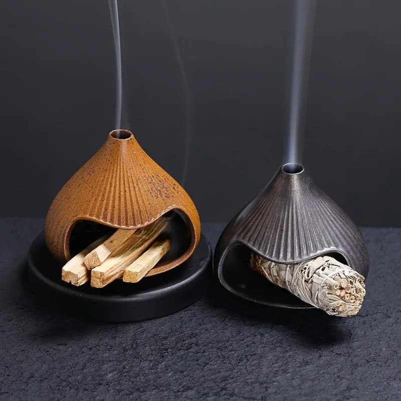 Bruciatore di incenso in ceramica stile Monte Fuji, piccolo bruciatore a forma di caminetto per bastoncini di salvia e Palo Santo, decorazione per la casa (senza incenso)