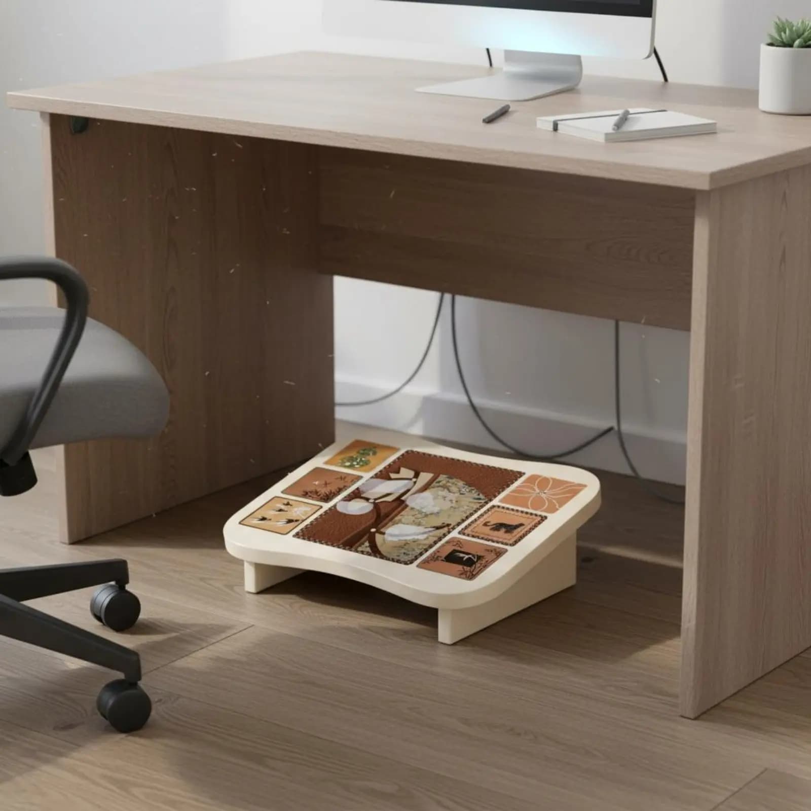 Poggiapiedi Ergonomico da Scrivania, Sgabello Salvaspazio per Ufficio e Casa, Comodo e Facile da Pulire