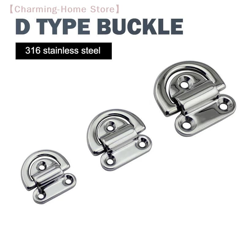 【M】316 Stainless Stee Folding Polish Marine Boat Deck Pad Eyes Lashing D Type Ring Tie Anchor Fixing Cleat Plate