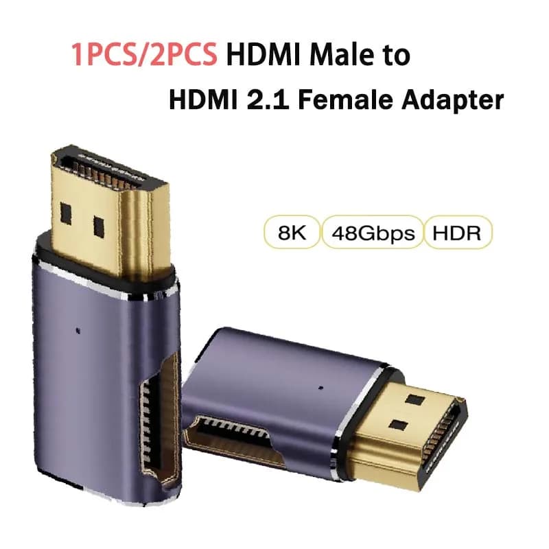 1pcs 2pcs HDMI Male to HDMI 2.1 Female Flat 180 Degree UHD Extension Adapter Support 8K 60hz HDTV