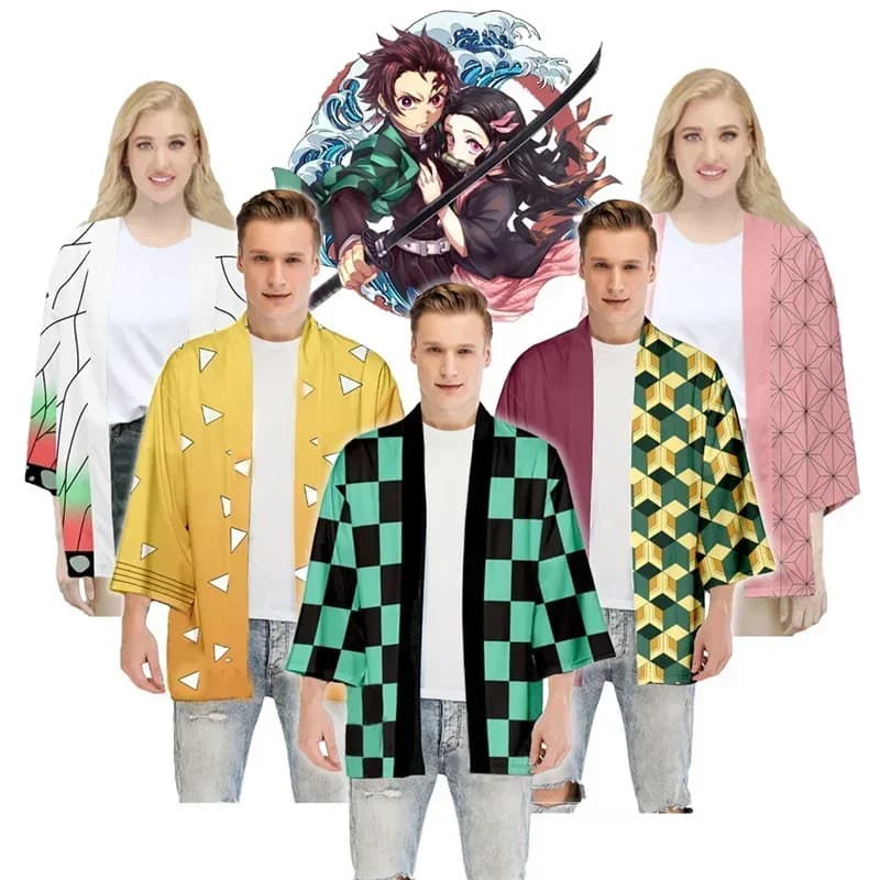 Kimetsu No Yaiba Nezuko Tanjirou Kimono Haori Mantella Cosplay Kostuum Halloween Volwassen Tipo Anime Kostuum Mantello