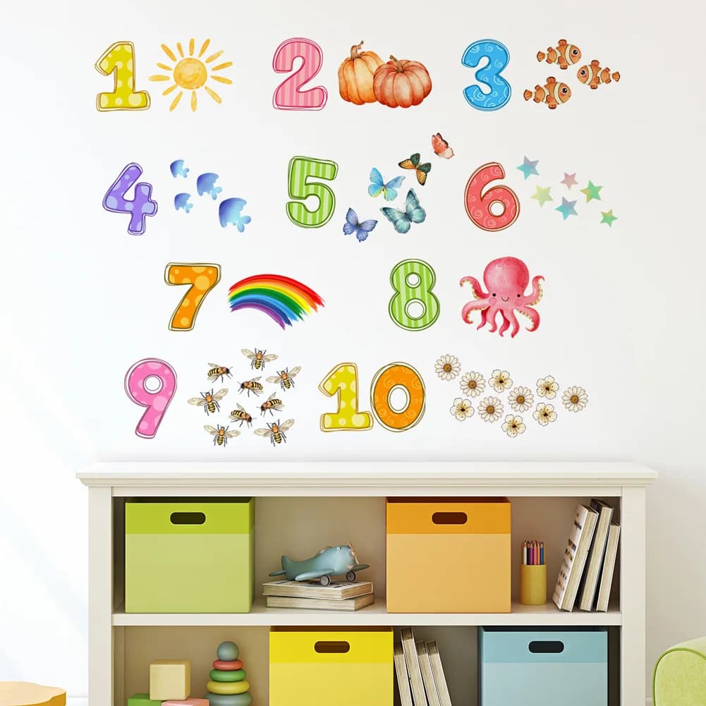Adesivi Murali Digitali a Tema Animali Cartoon, Decorazione per Camerette Bambini, Puzzle, Carta da Parati, Decorazione Casa, Adesivi Autoadesivi per Asili Nido