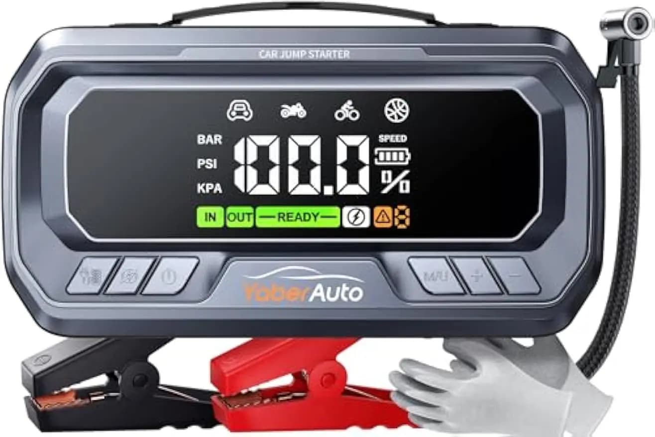 Avviatore portatile 12 in 1 per auto con compressore d'aria, potenza 8000 A, gonfiatore 160 PSI, ricarica rapida per veicoli