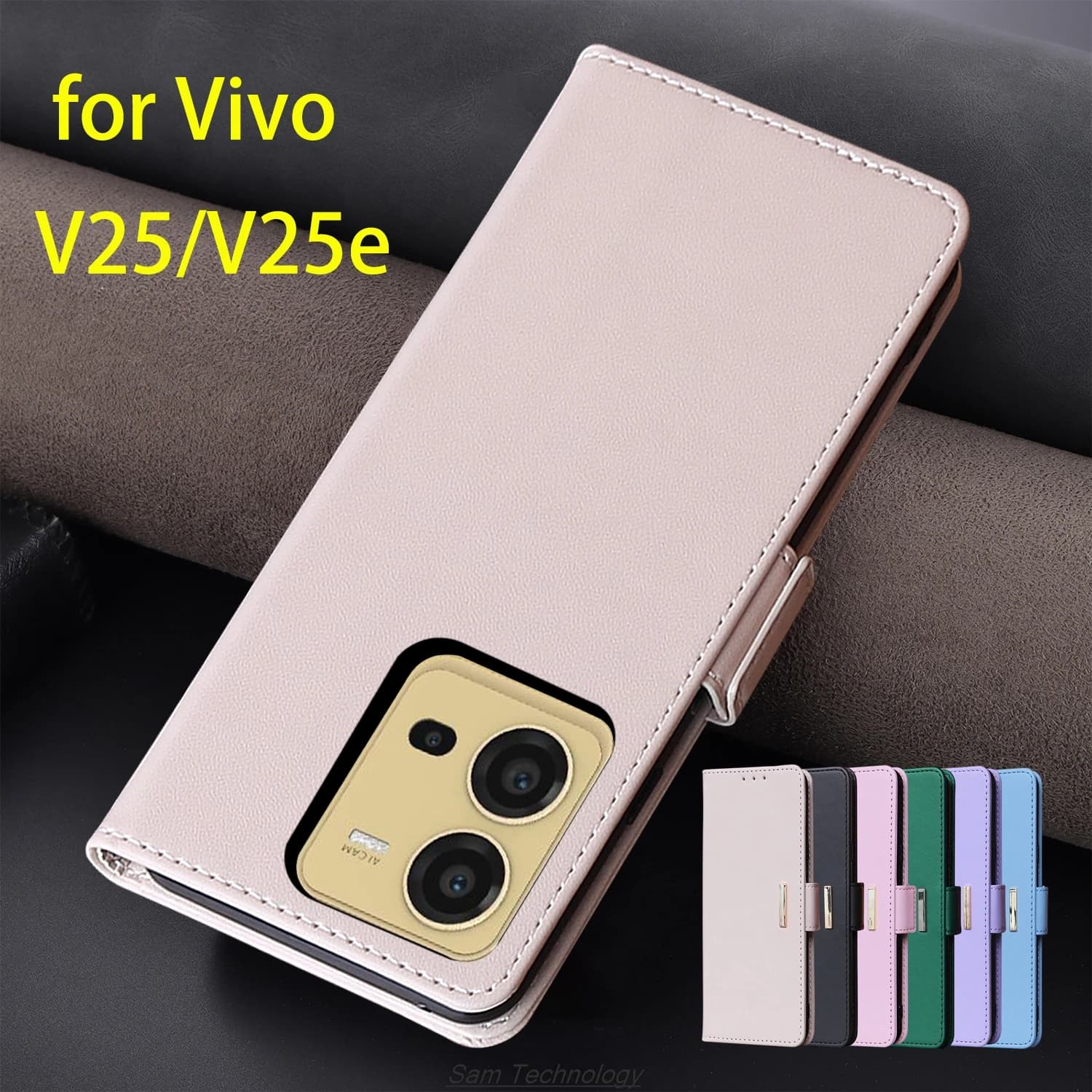 Custodia in pelle con fibbia magnetica per Vivo V25e / Vivo V25 6.44 " Portafoglio RFID BLOCCO Flip Cover femminile Semplice Capa Fundas Coque