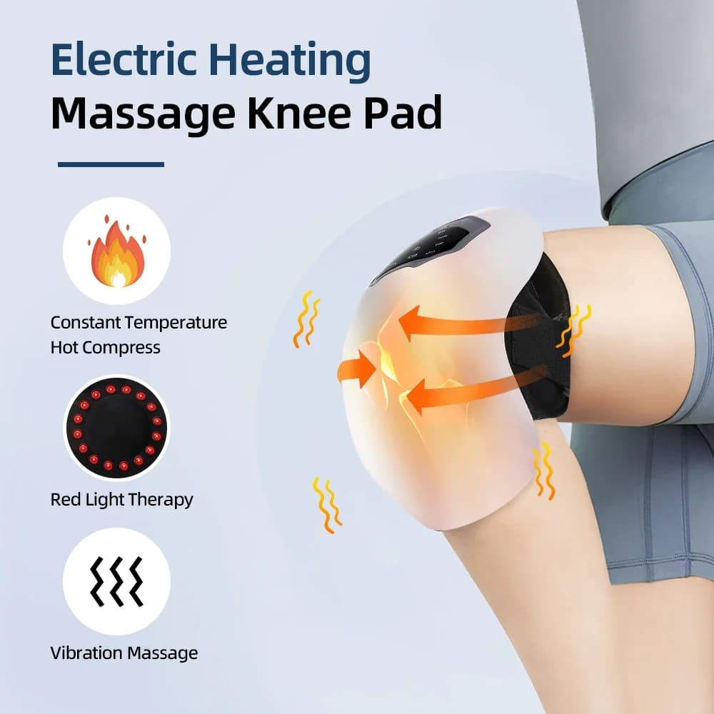 Massaggiatore elettrico per ginocchio 3 livelli Airbag 3D wireless Massaggiatore a vibrazione con impacco caldo con luce rossa Massaggio al ginocchio Assistenza sanitaria