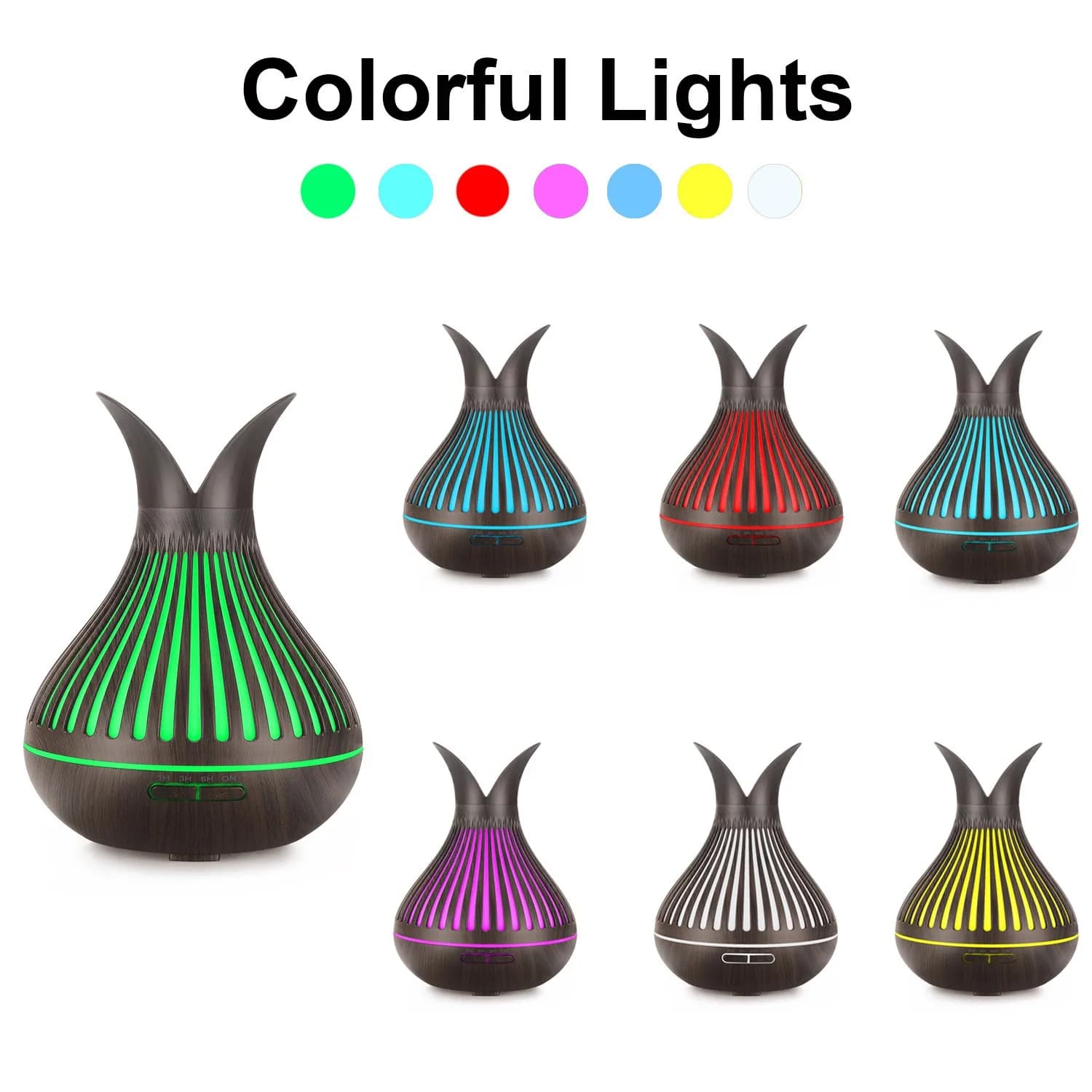 WIFI Wood Grain Aroma Diffuser 500MLHollow Petal Design Ultrasonic Cool Mist Aromatherapy Humidifiers Diffusers Essentials